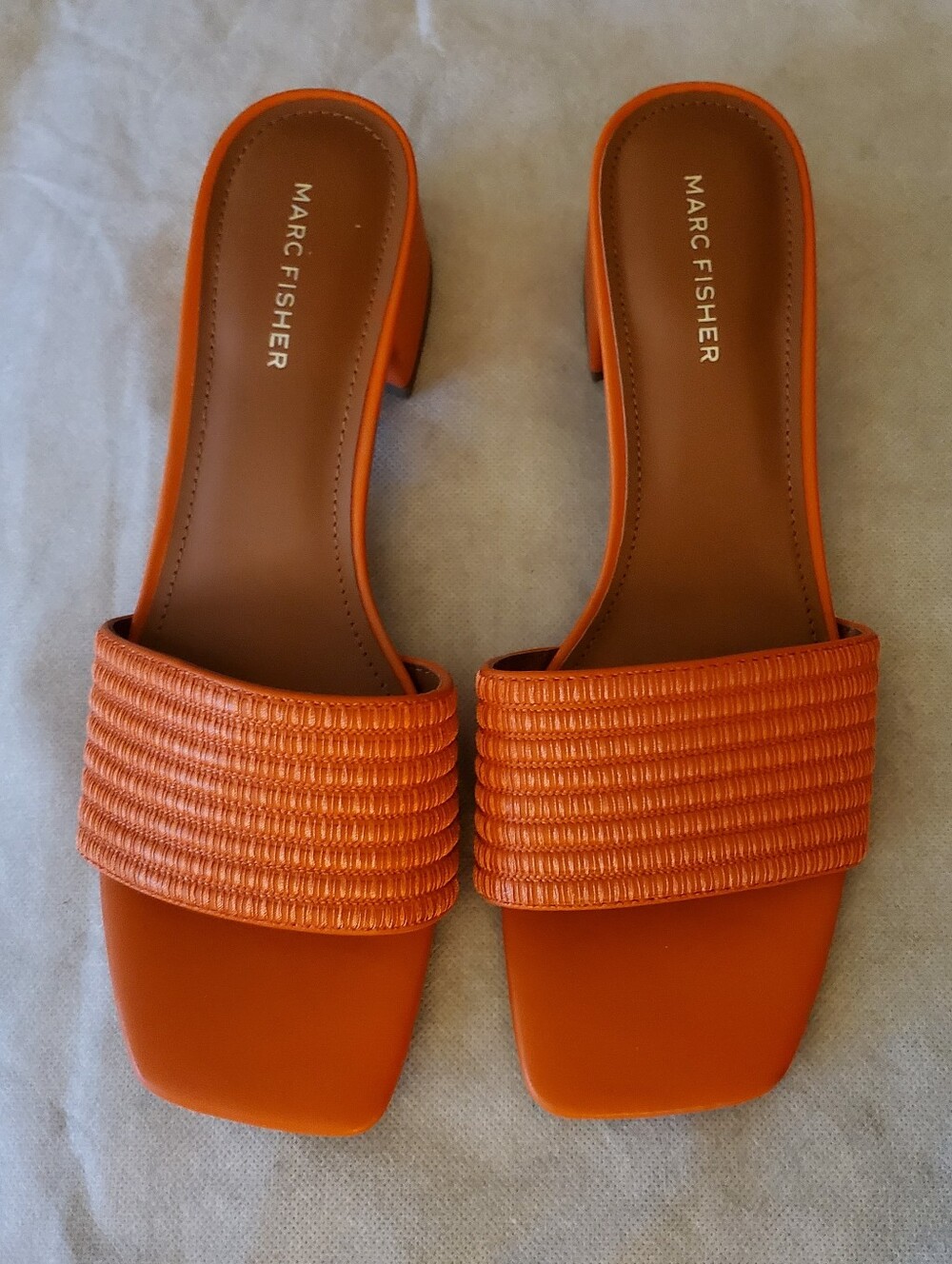 Marc Fisher Orange Braided-Detail Slide Sandals NWOT, NWOB